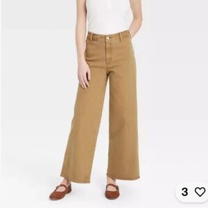 Universal Thread High Rise Corduroy Sailor Wide Leg Ankle Jeans Tan Sz 17
